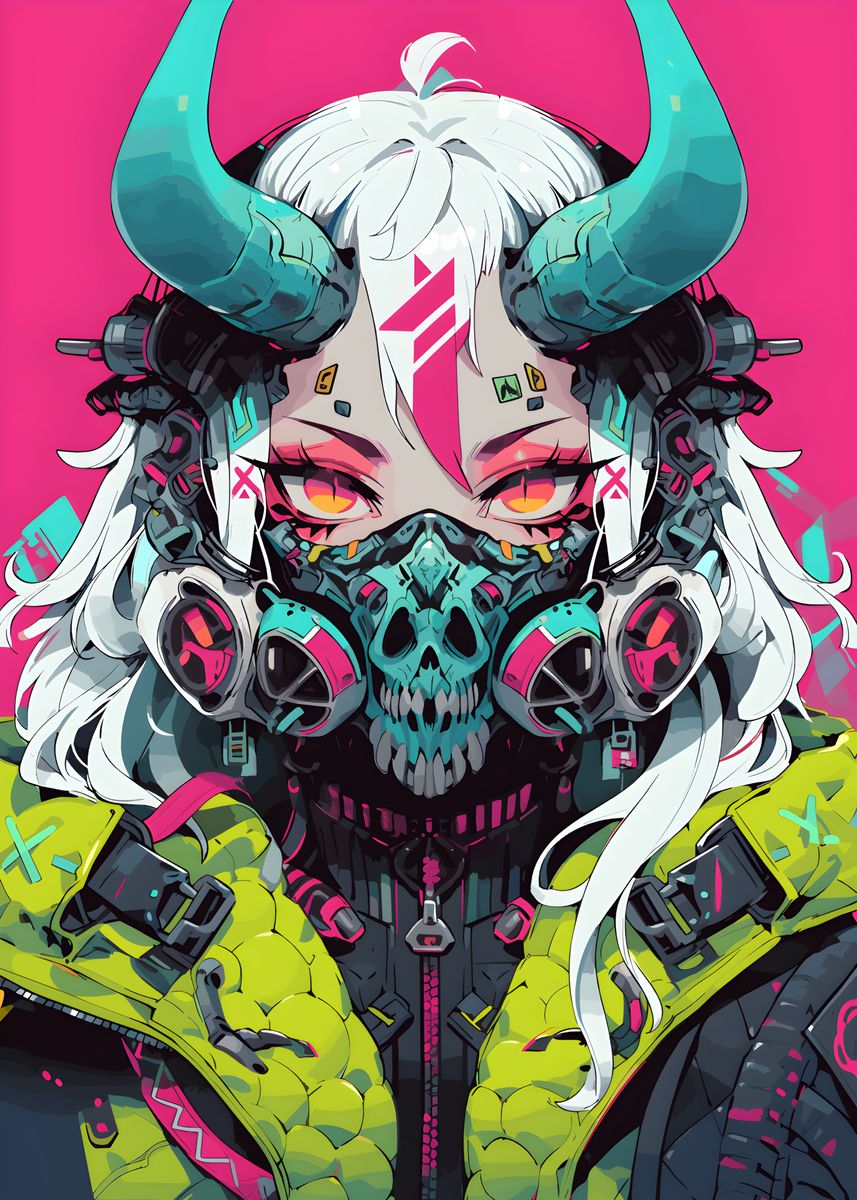 'Cyberpunk Female Demon' Poster, picture, metal print, paint by ...