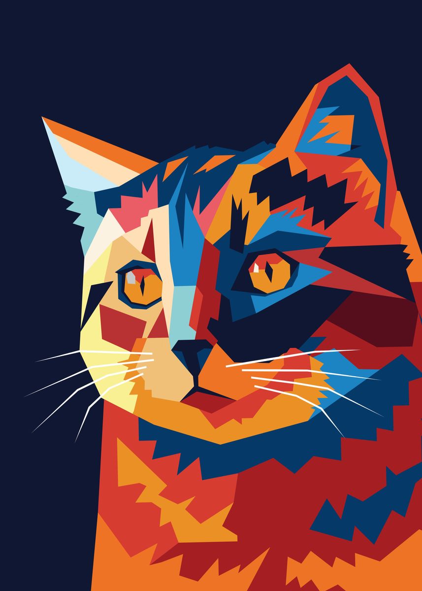 'Animal Cat WPAP' Poster, picture, metal print, paint by Zaenal Art ...