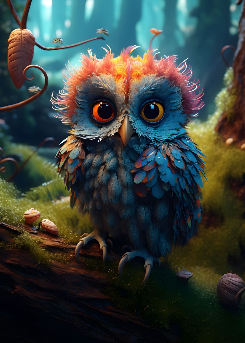 'Cute Forest Owl Alien' Poster by SuperNova | Displate