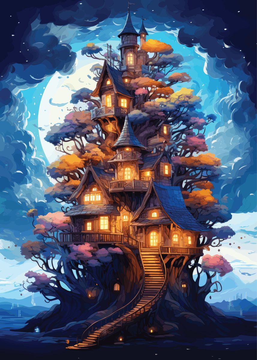 'Fantasy Castle in Trees' Poster by BobbyBubble | Displate