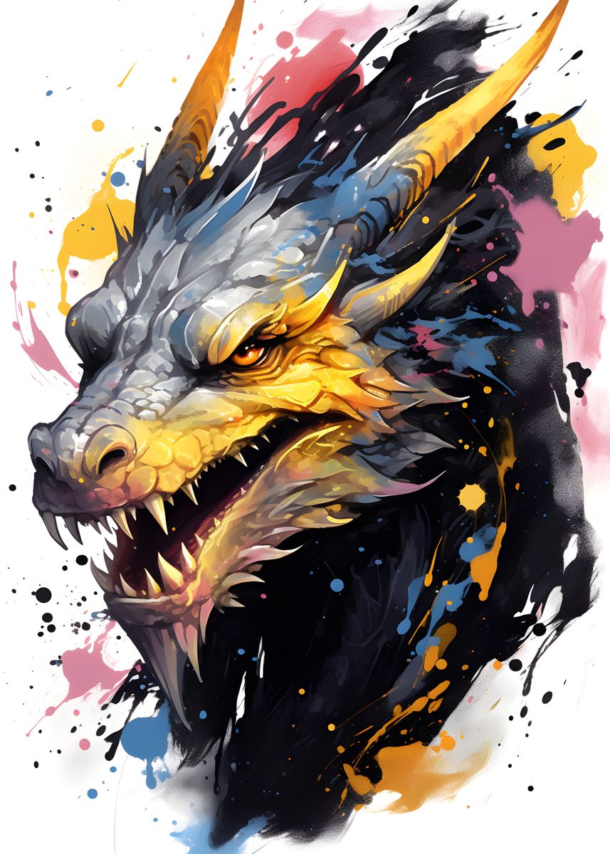 'Dragon Head Painting' Poster, picture, metal print, paint by Chris ...