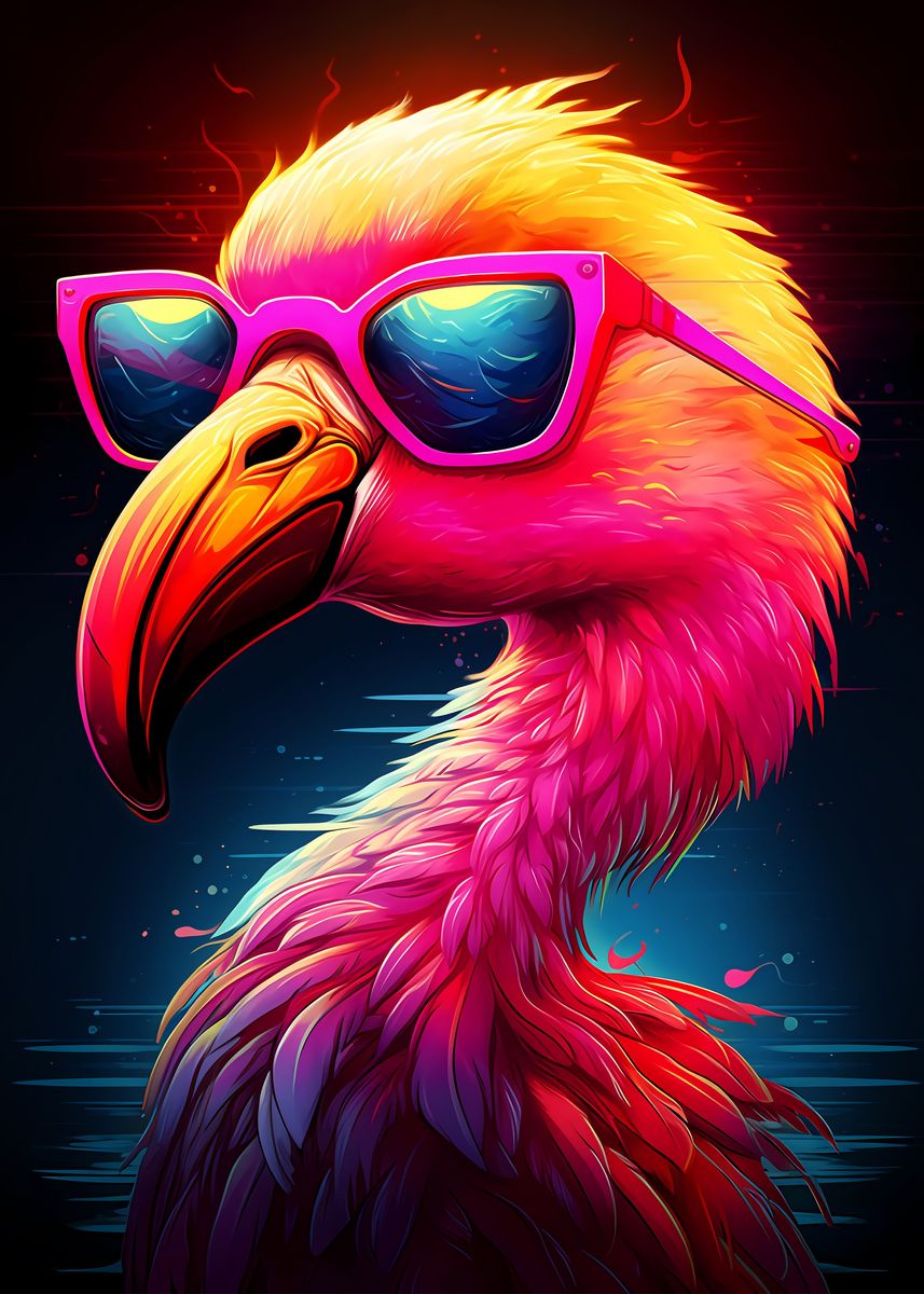 'Cool Summer Flamingo' Poster, picture, metal print, paint by Juka Arts ...