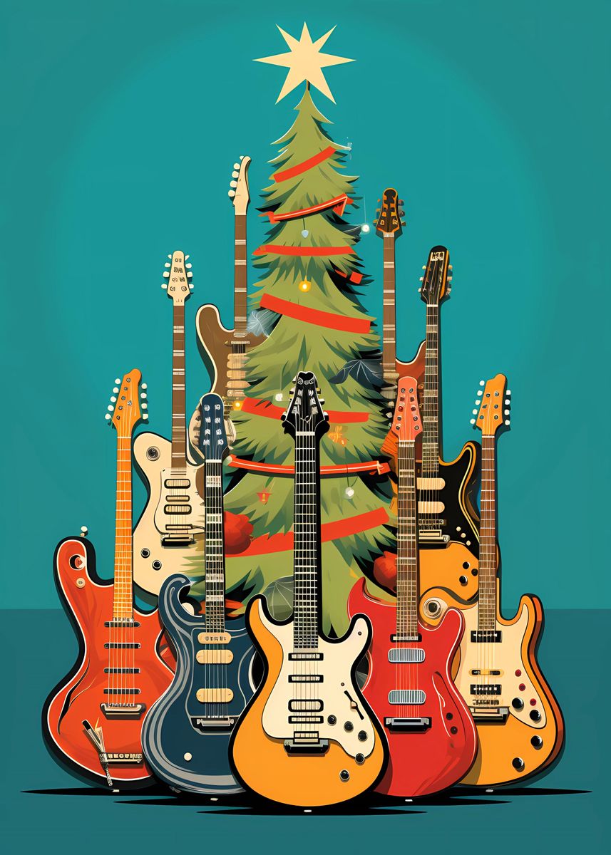 christmas-tree-guitar-poster-by-keithbcarroll-displate