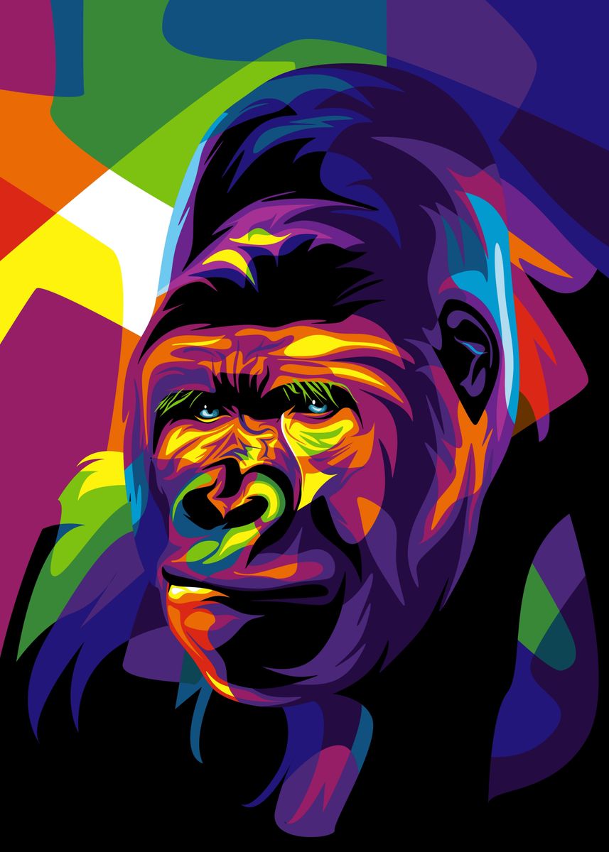 'Gorilla Pop Art' Poster, picture, metal print, paint by Dika Sujud ...