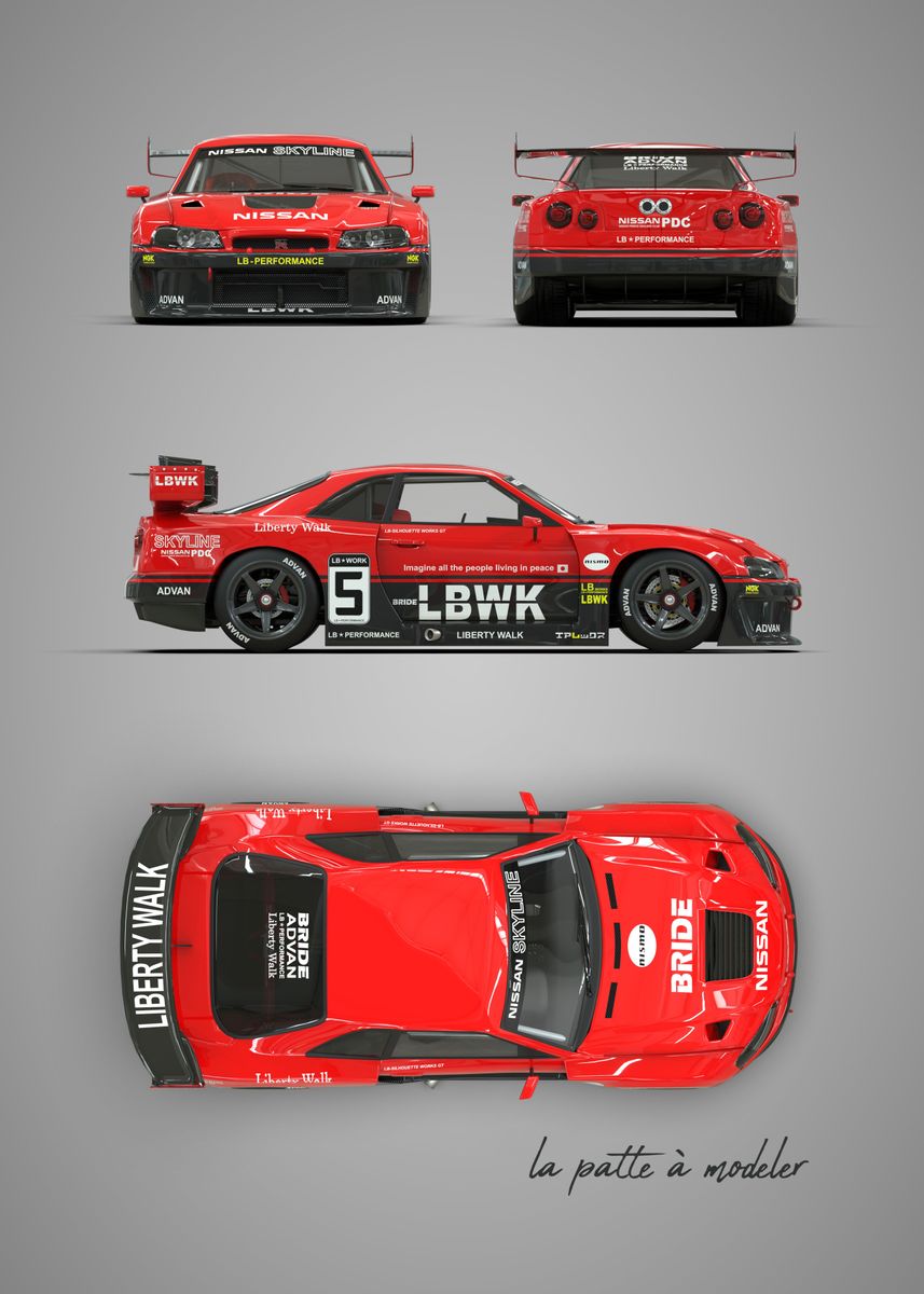 'Nissan GTR LBWK' Poster, picture, metal print, paint by ...