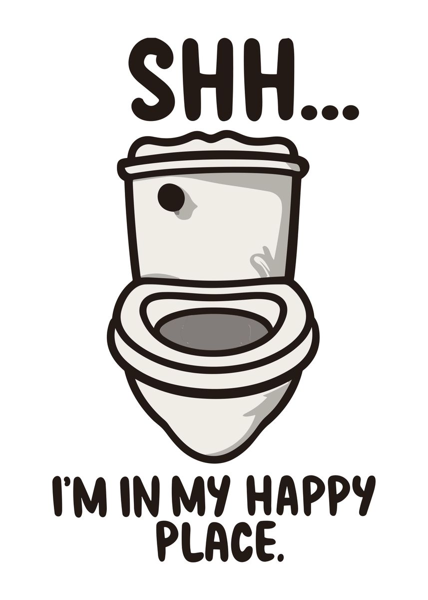 'Funny Bathroom Poster' Poster, picture, metal print, paint by Neo