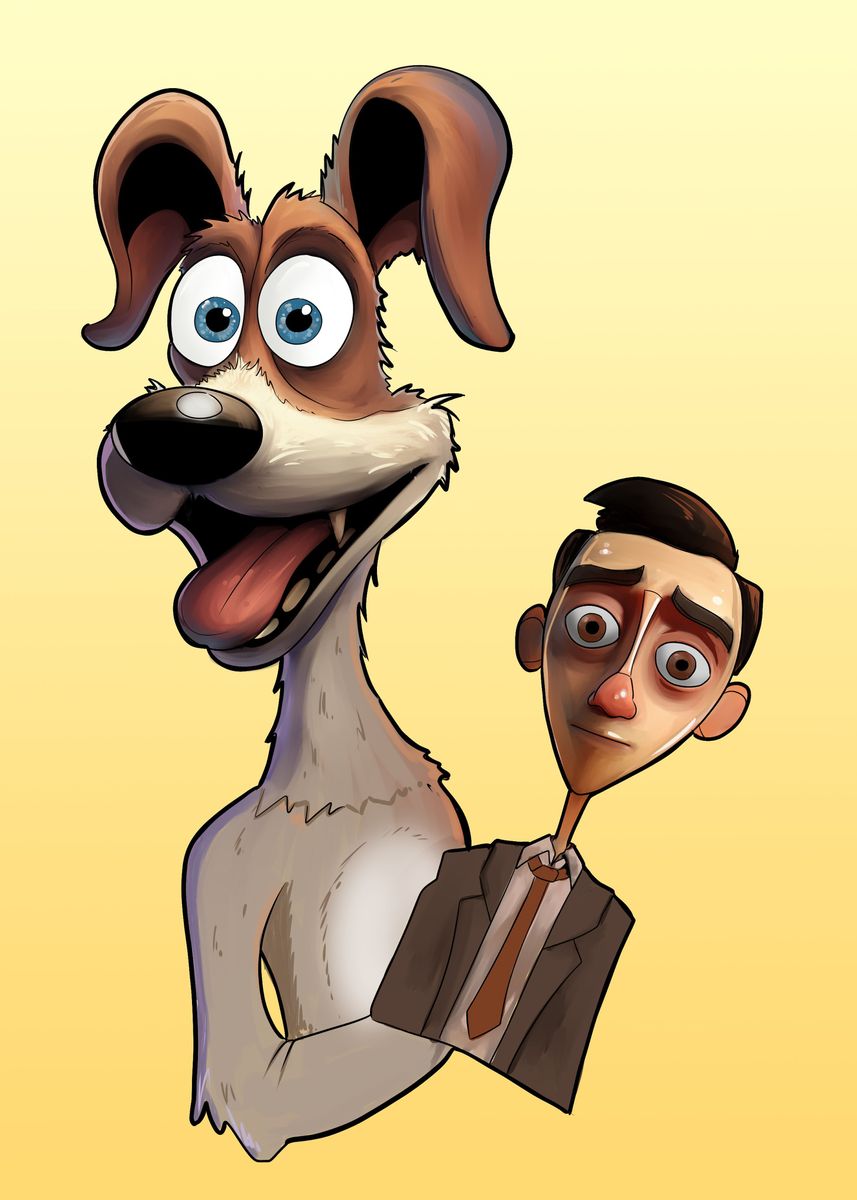 'The Ventriloquist Dog' Poster, picture, metal print, paint by Damien