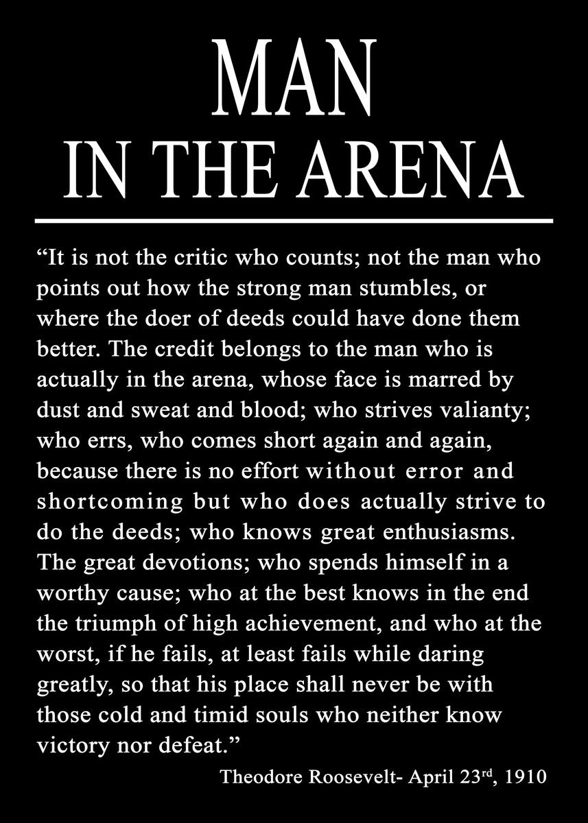 'Man in the Arena' Poster, picture, metal print, paint by Rikuharu - Is Man In The Arena On Disney Plus