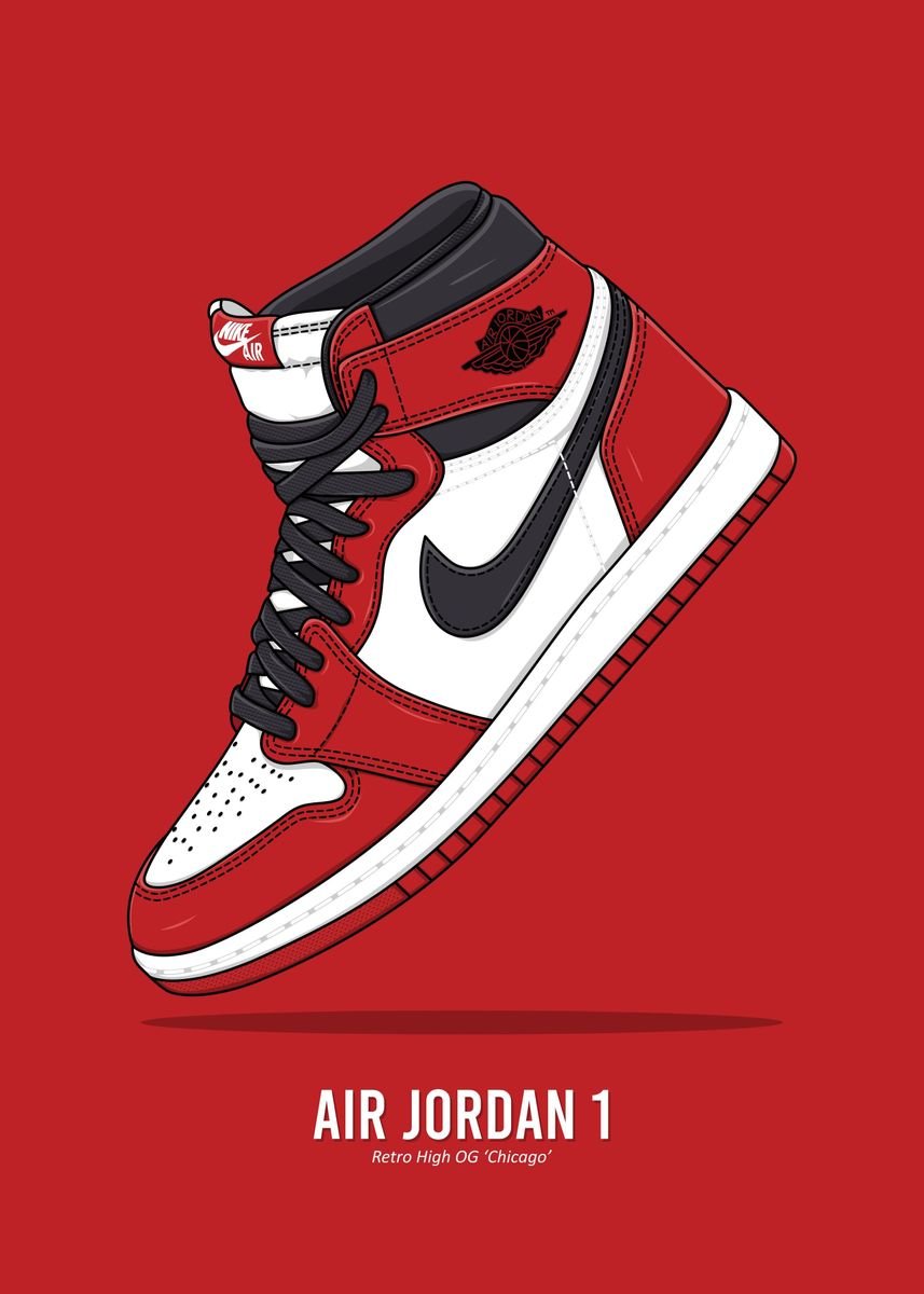 'Air Jordan 1 Chicago red' Poster, picture, metal print, paint by Dodi ...