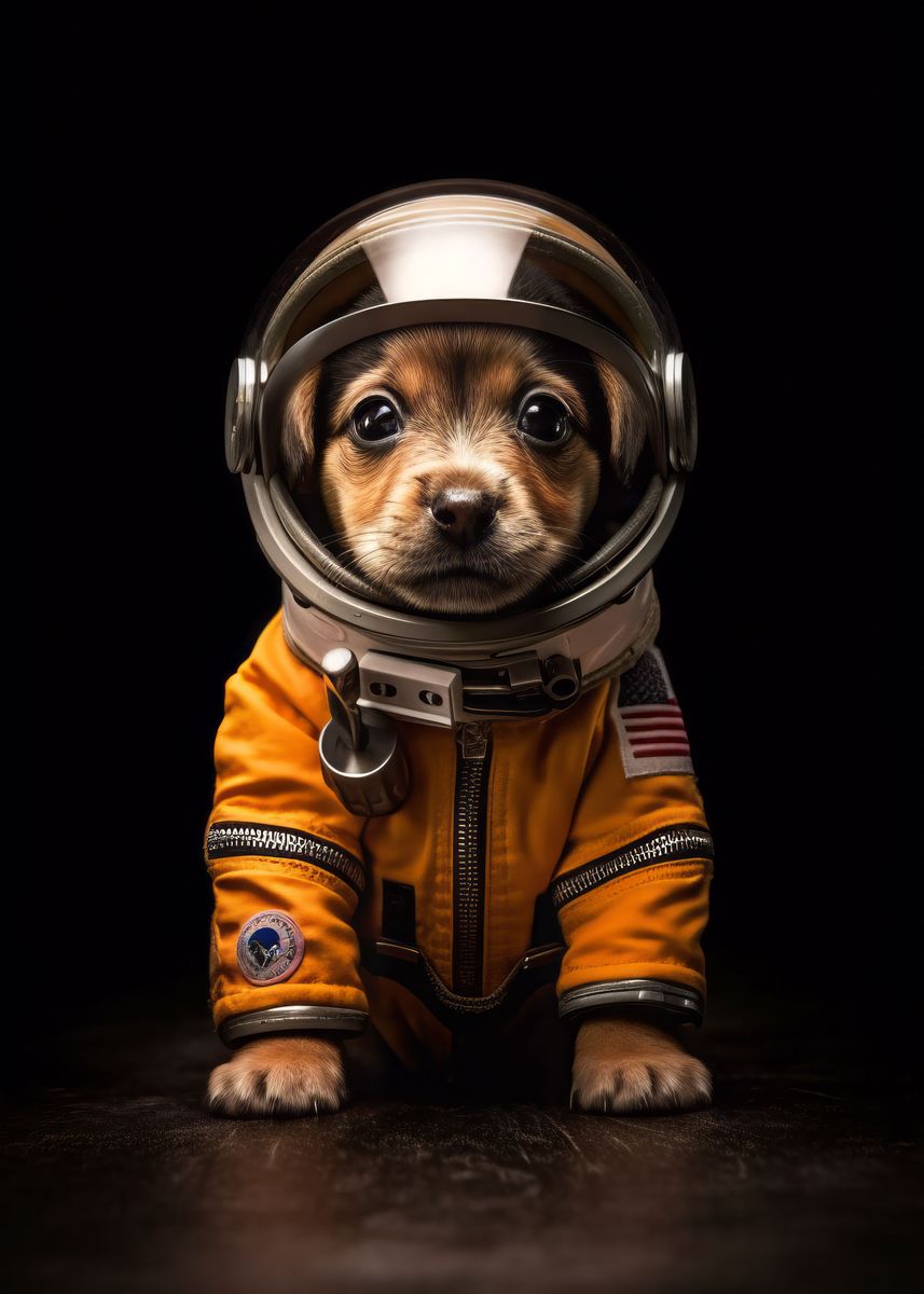 'Cosmonaut dog' Poster, picture, metal print, paint by Graphics GC ...