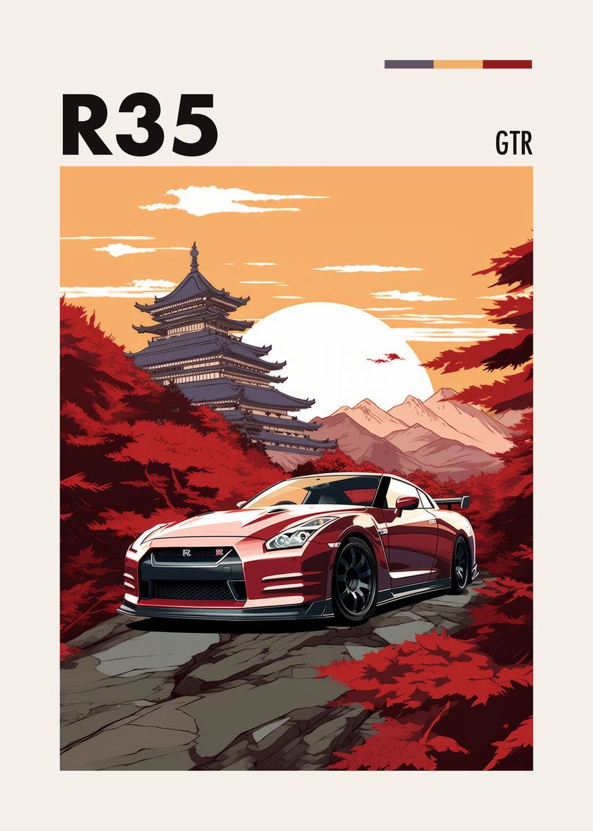 'Nissan R35 GTR Japan' Poster, picture, metal print, paint by Full ...
