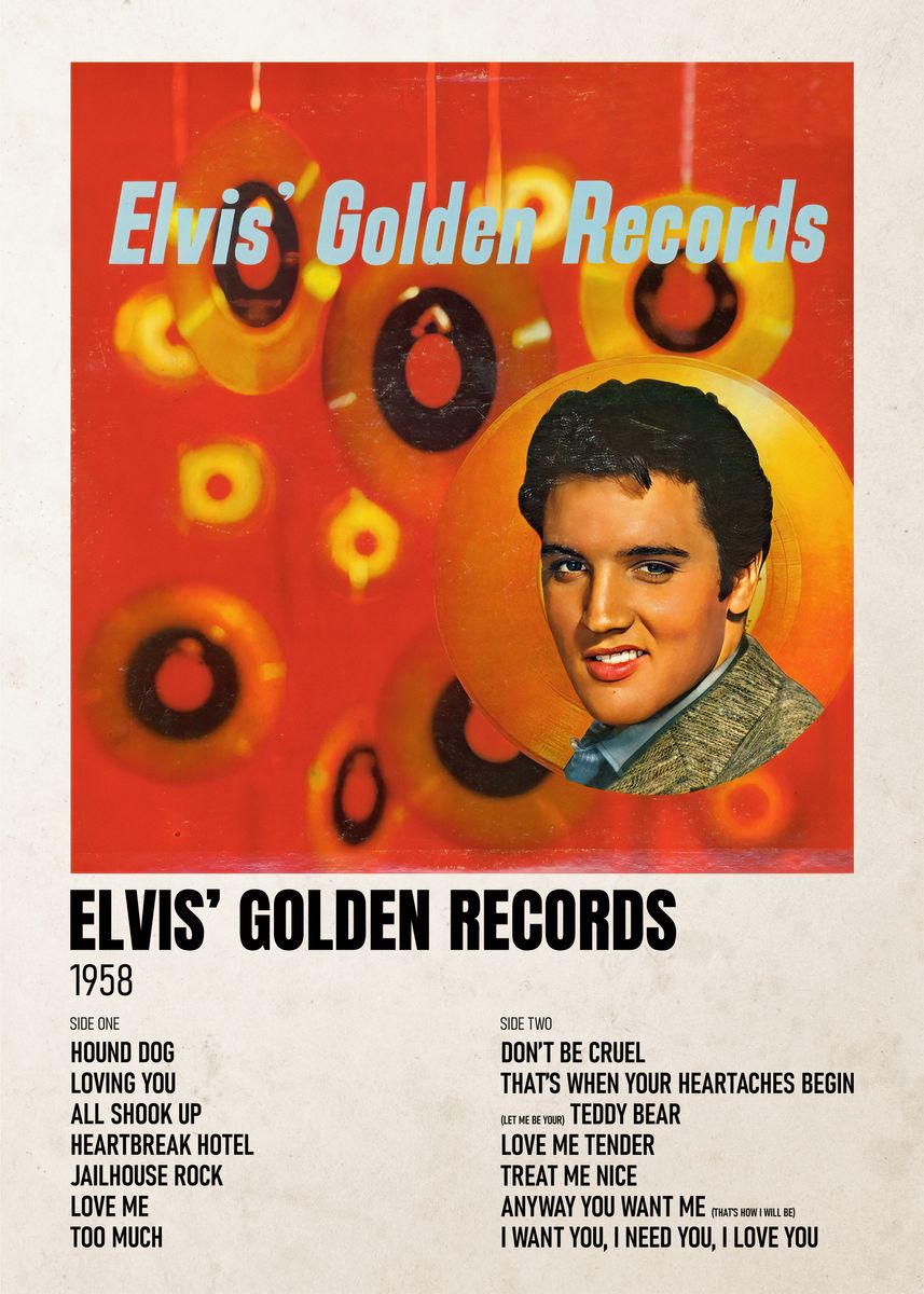 'Elvis' Golden Records 1958' Poster, picture, metal print, paint by