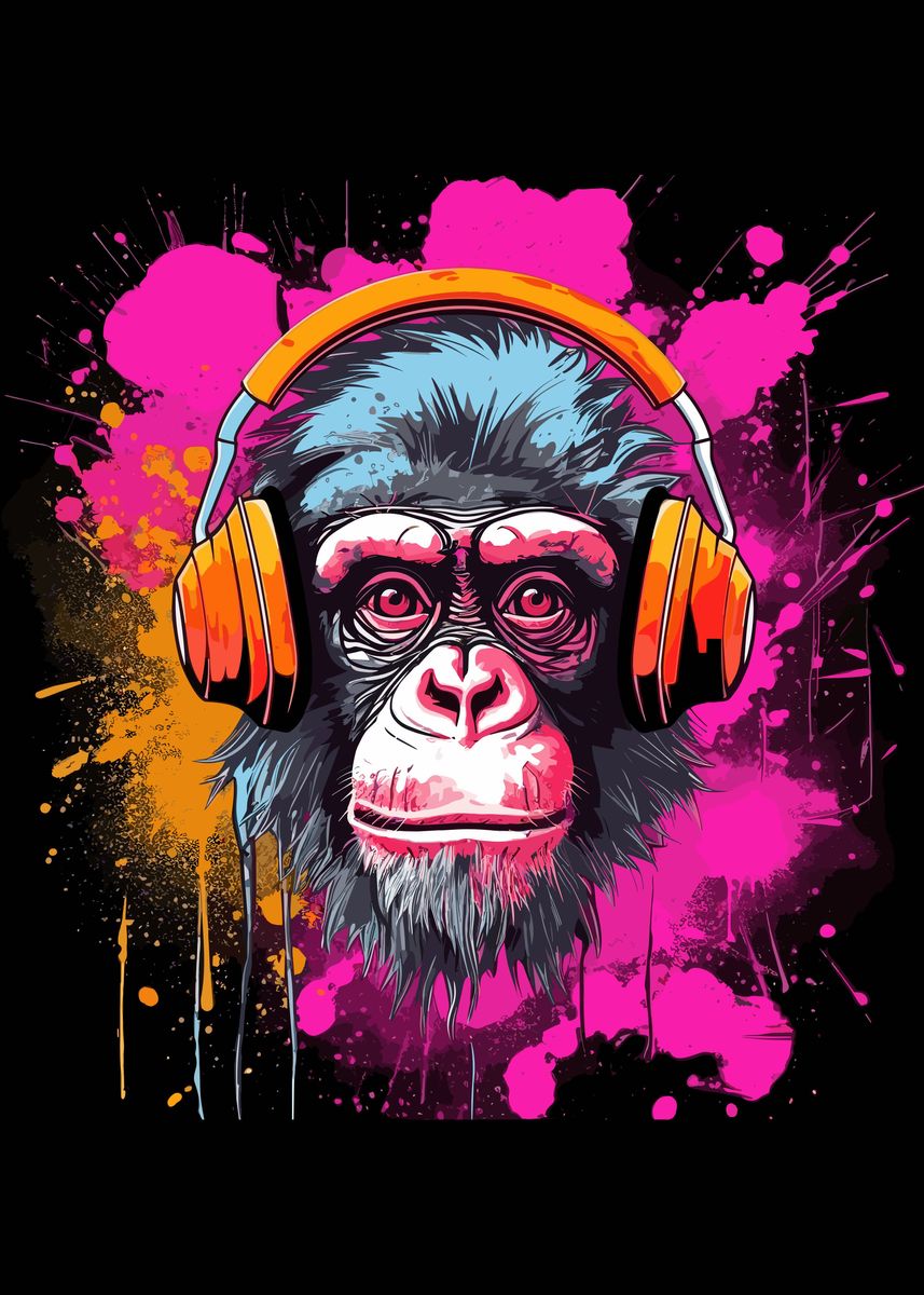 'monkey Dj Music' Poster By Ted Ramsey 