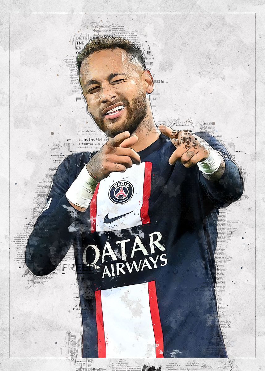 'Neymar Junior Watercolor' Poster, picture, metal print, paint by surya ...