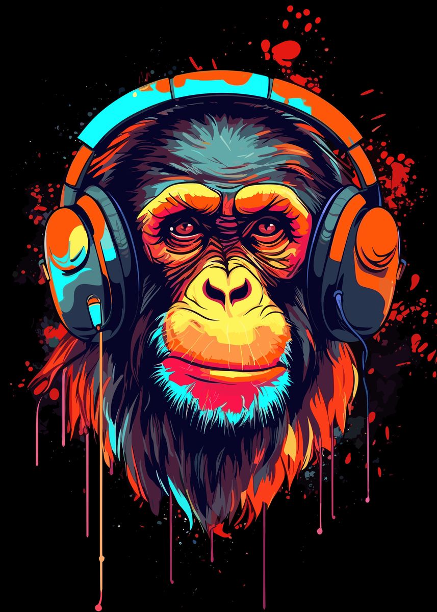 'Monkey Dj Music' Poster, picture, metal print, paint by Ted Ramsey ...