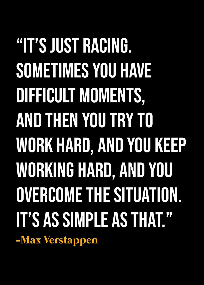 Max Verstappen Quotes Poster, Picture, Metal Print, Paint By KAGE