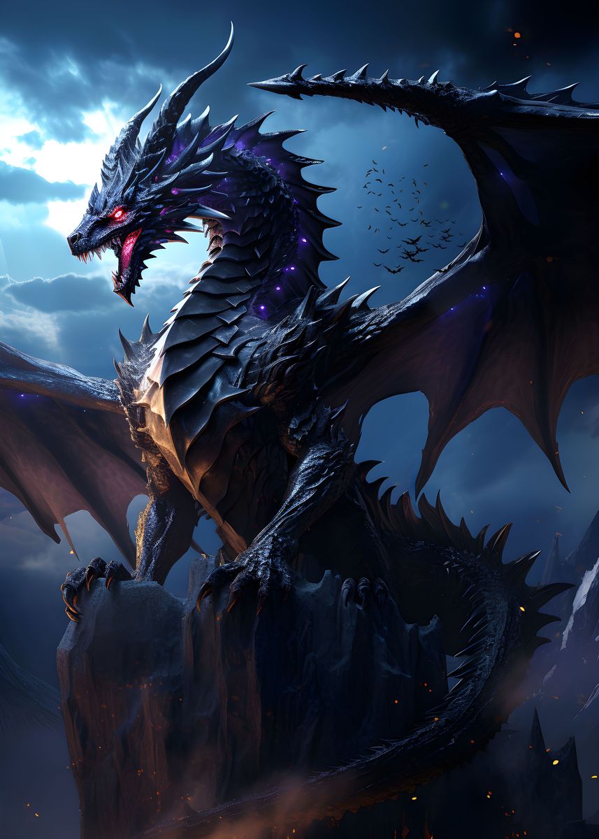 'black Elder Dragon' Poster, Picture, Metal Print, Paint By Pixaverse 