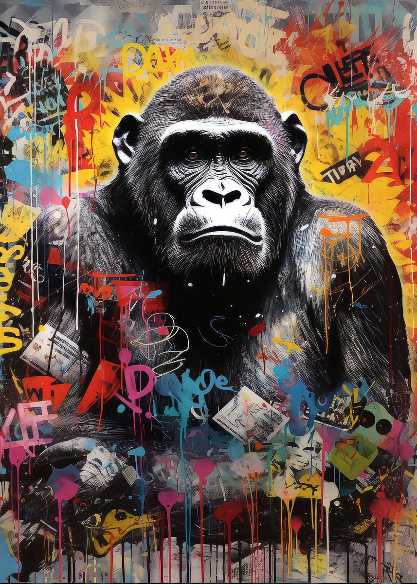 'Banksy Style Gorilla Art' Poster, Picture, Metal Print, Paint By Zenz ...