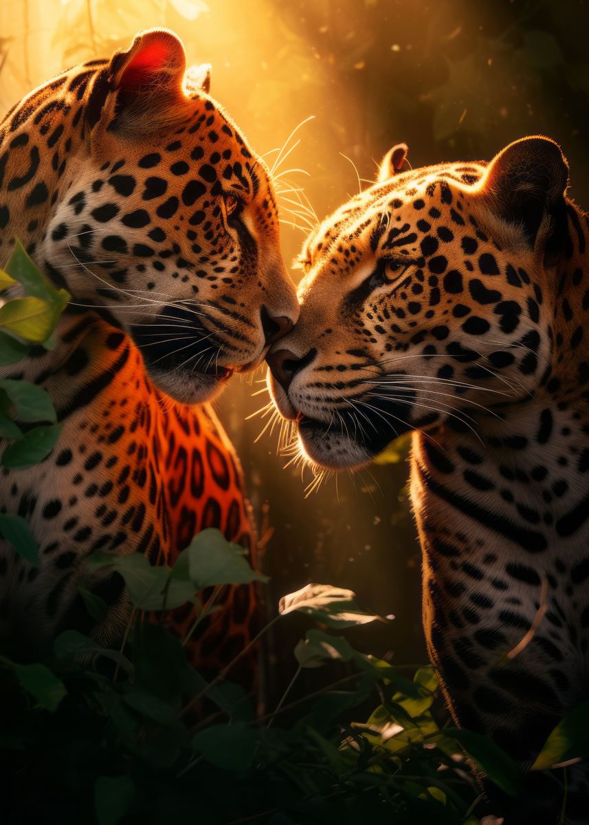 'Jaguars Romantic Love Kiss' Poster by Zenja Gammer Displate