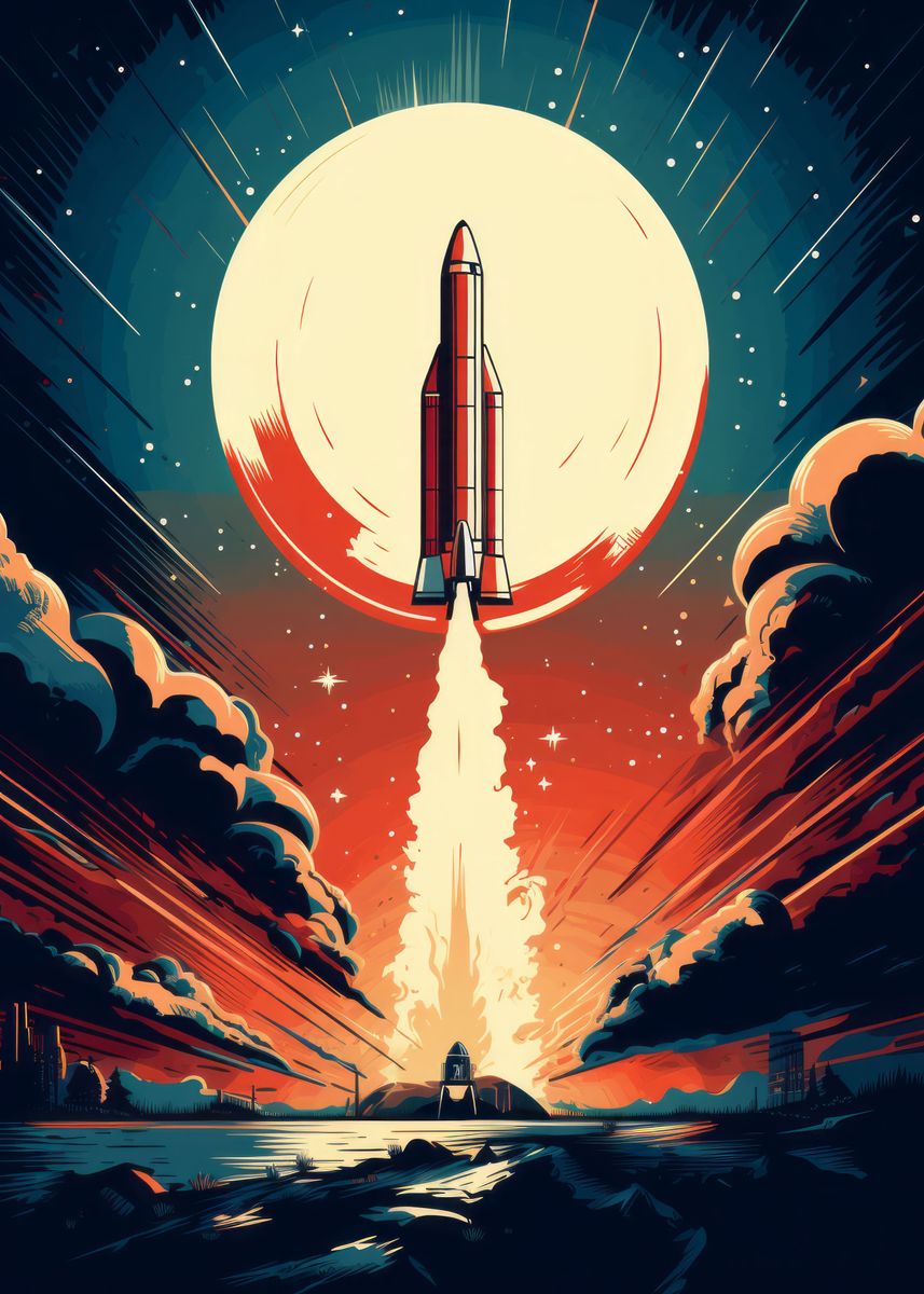 'Rocket Liftoff' Poster, picture, metal print, paint by Craig Doogan ...