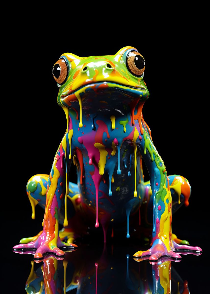 'Rainbow Frog' Poster, picture, metal print, paint by Frank Hirschle ...