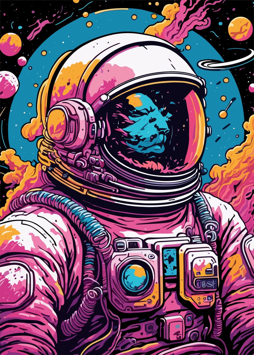 'astronaut retro' Poster by golem hammer | Displate