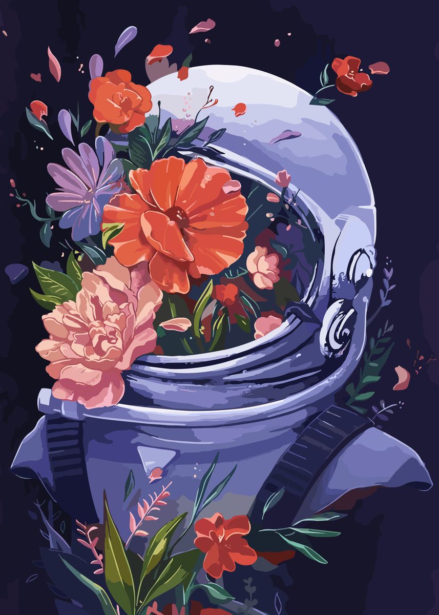 'Astronaut Bloomin Flower' Poster, picture, metal print, paint by Killa ...