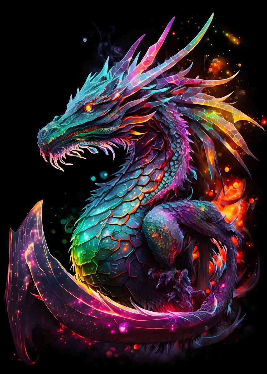 'Dragon Colorful' Poster, picture, metal print, paint by Horace Laura ...