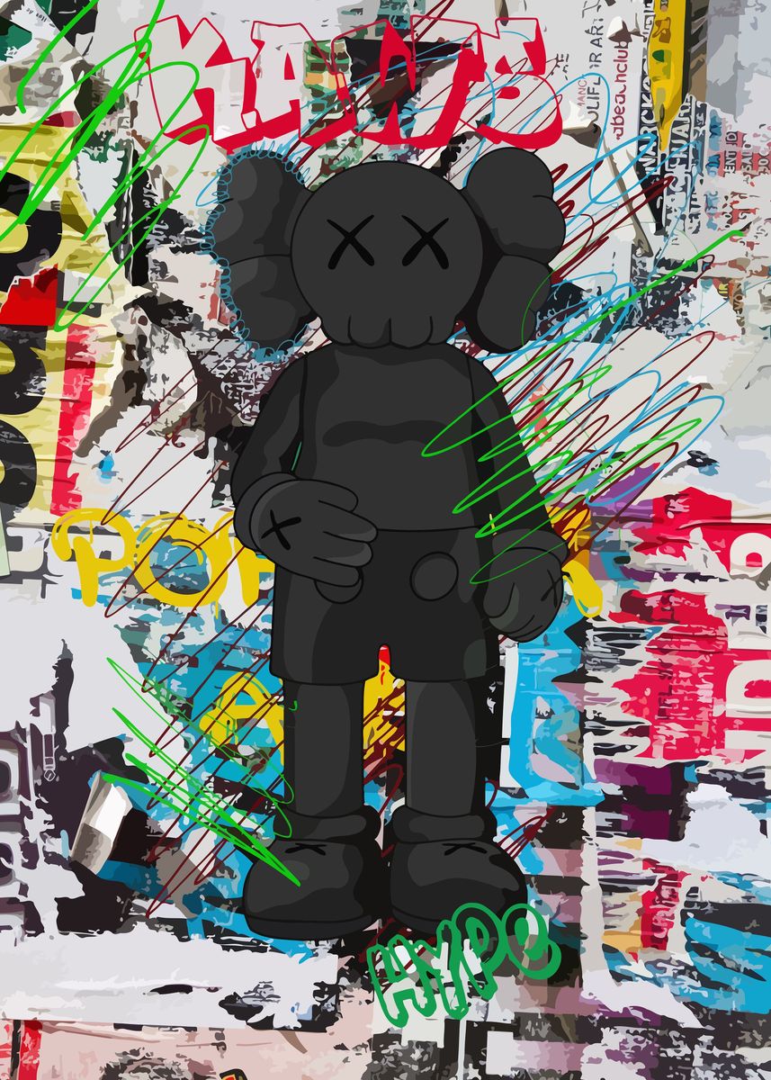 'Kaw Kaws Bearbrick Art' Poster, picture, metal print, paint by Joshuyn ...