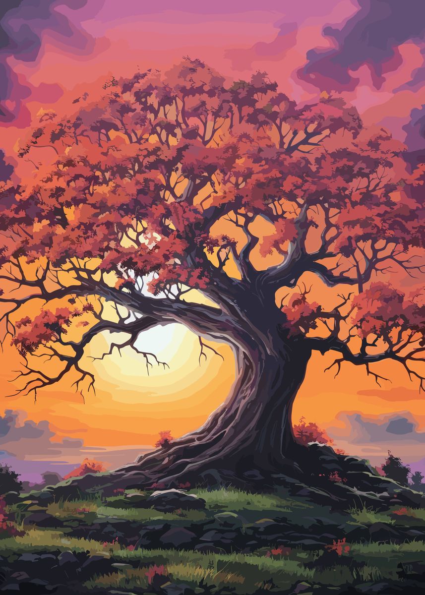 Sublime Tree Poster 'Beautiful Tree Sunset' Poster by Richard Morris | Displate