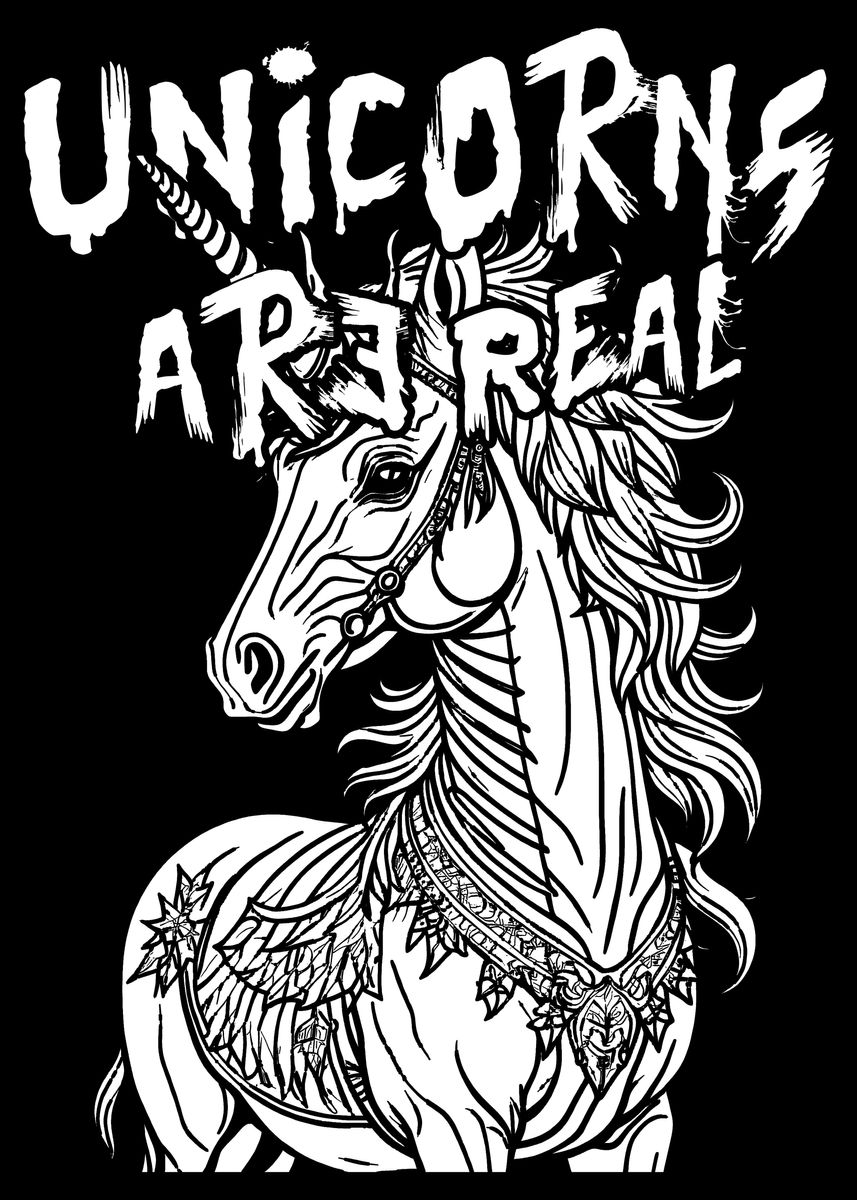 'Unicorns Are Real' Poster, picture, metal print, paint by Rick