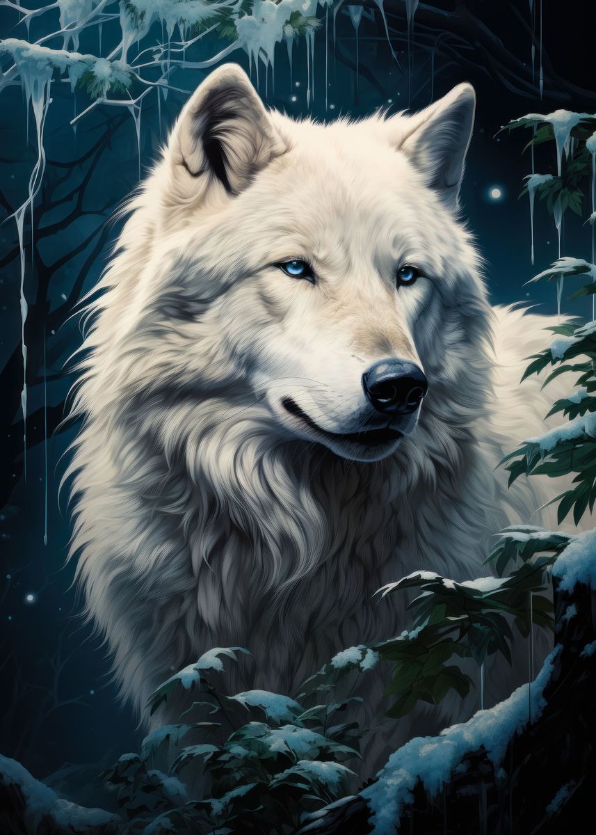 'arctic white wolf' Poster by Adel S | Displate