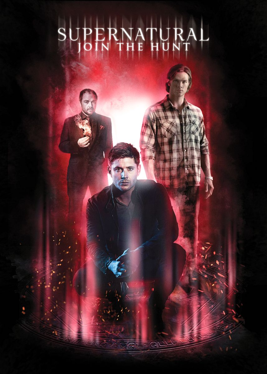 'Crowley, Dean and Sam' Poster, picture, metal print, paint by ...