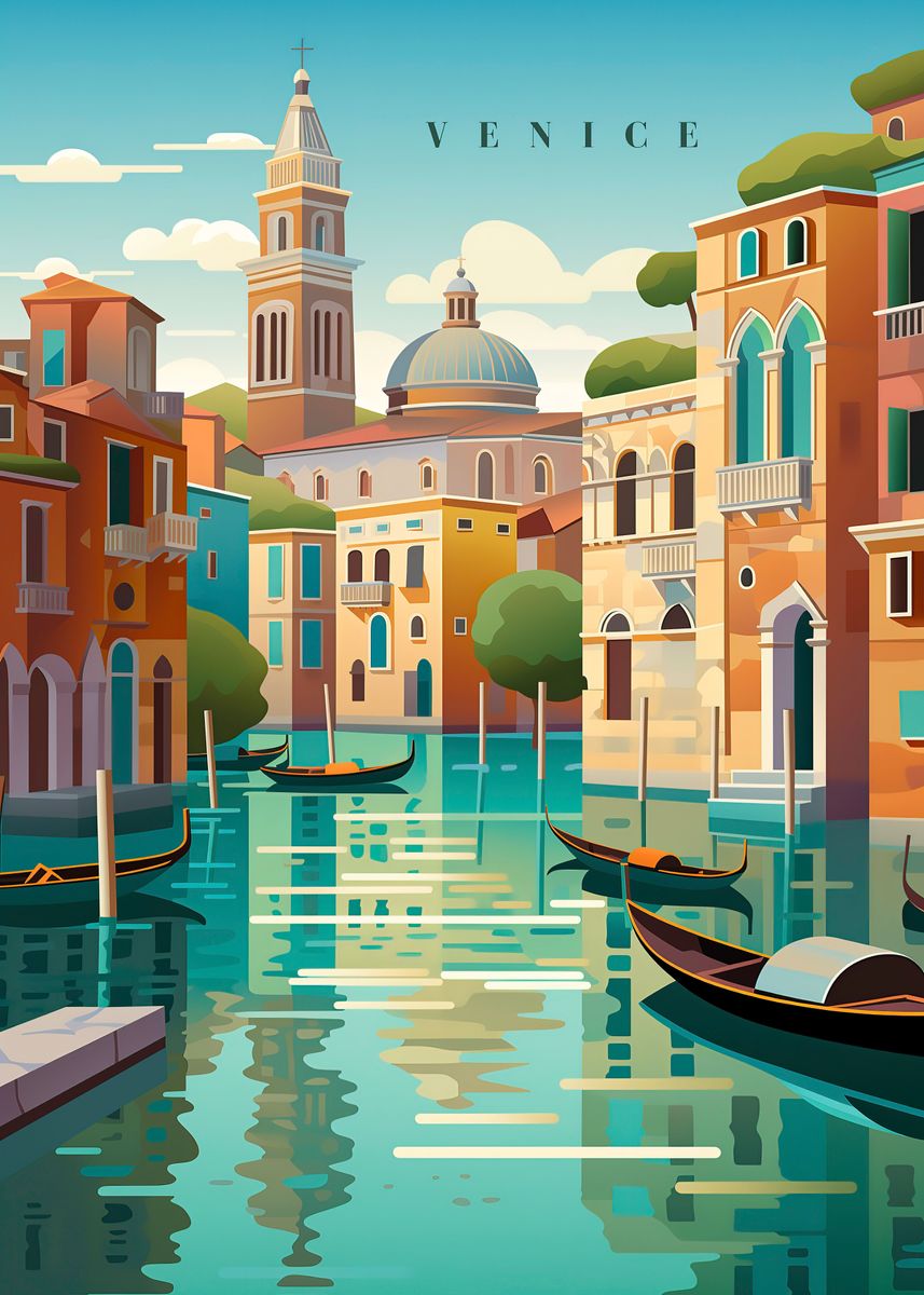'Venice the Grand Canal' Poster, picture, metal print, paint by Ji wong