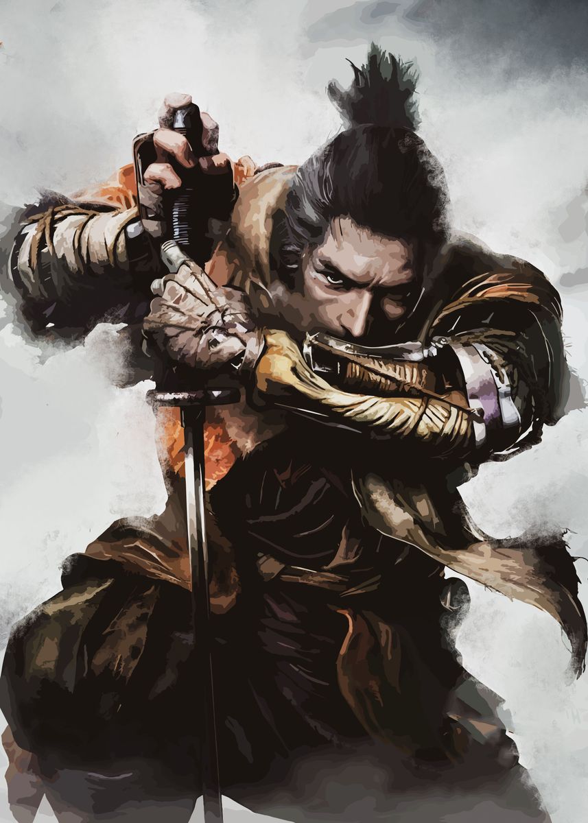 'Sekiro the wolf samurai' Poster, picture, metal print, paint by ...