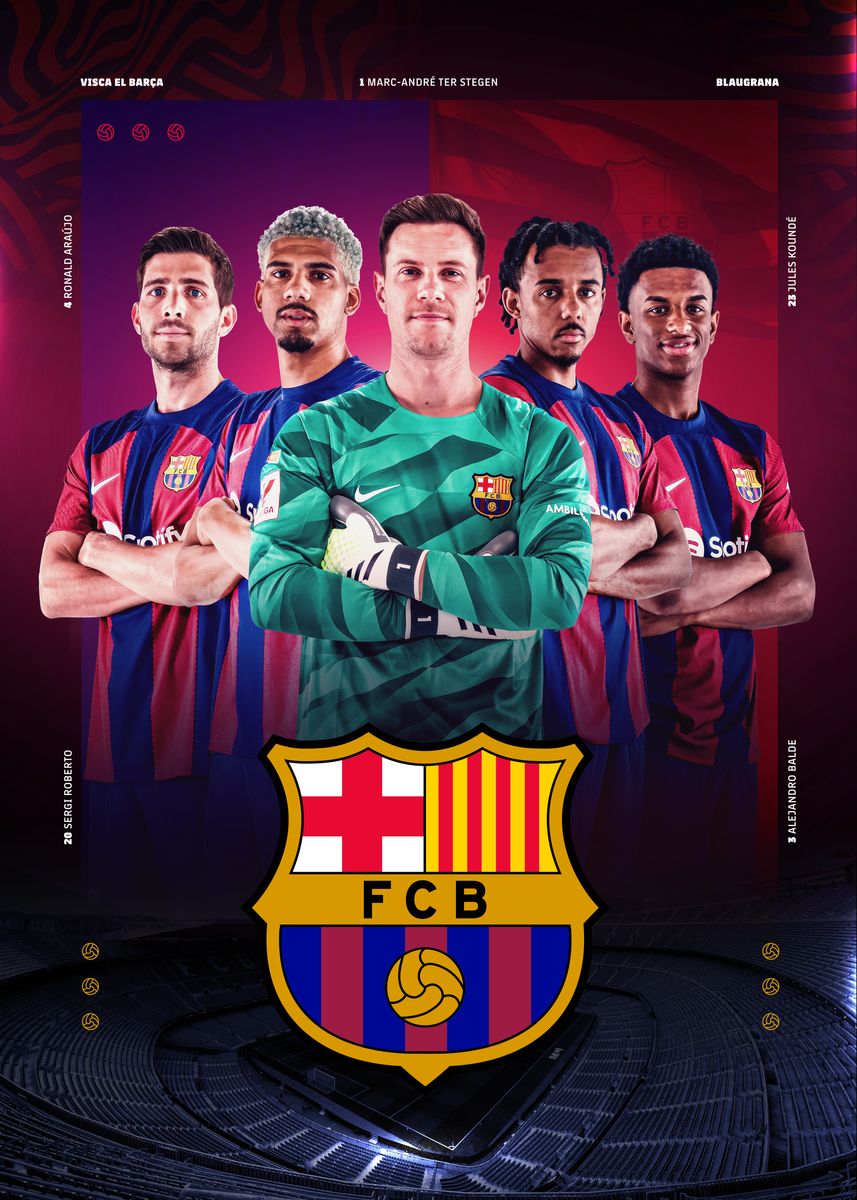 'Ter Stegen squad 2024' Poster, picture, metal print, paint by Barça ...