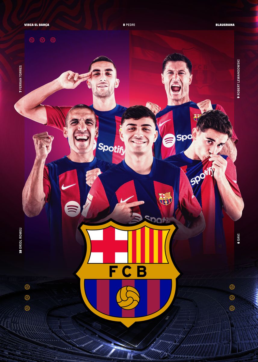 'Pedri squad 2024' Poster, picture, metal print, paint by Barça | Displate