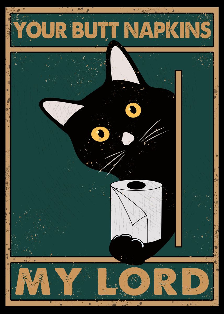 Metal Poster Displate Black Cat Are You Pooping With Magnet Mounting  System Included - Funny Bathroom