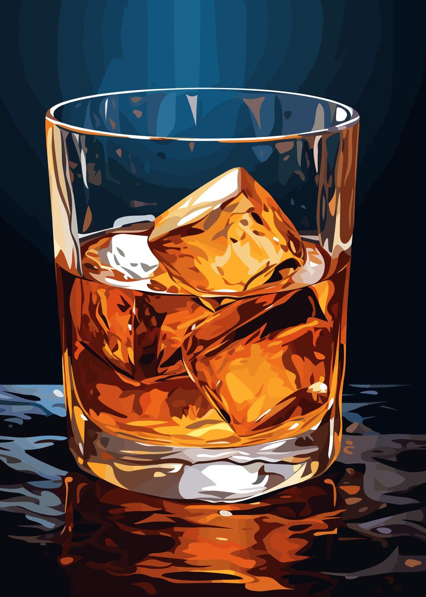 'Whiskey Glass' Poster, picture, metal print, paint by Mesh | Displate