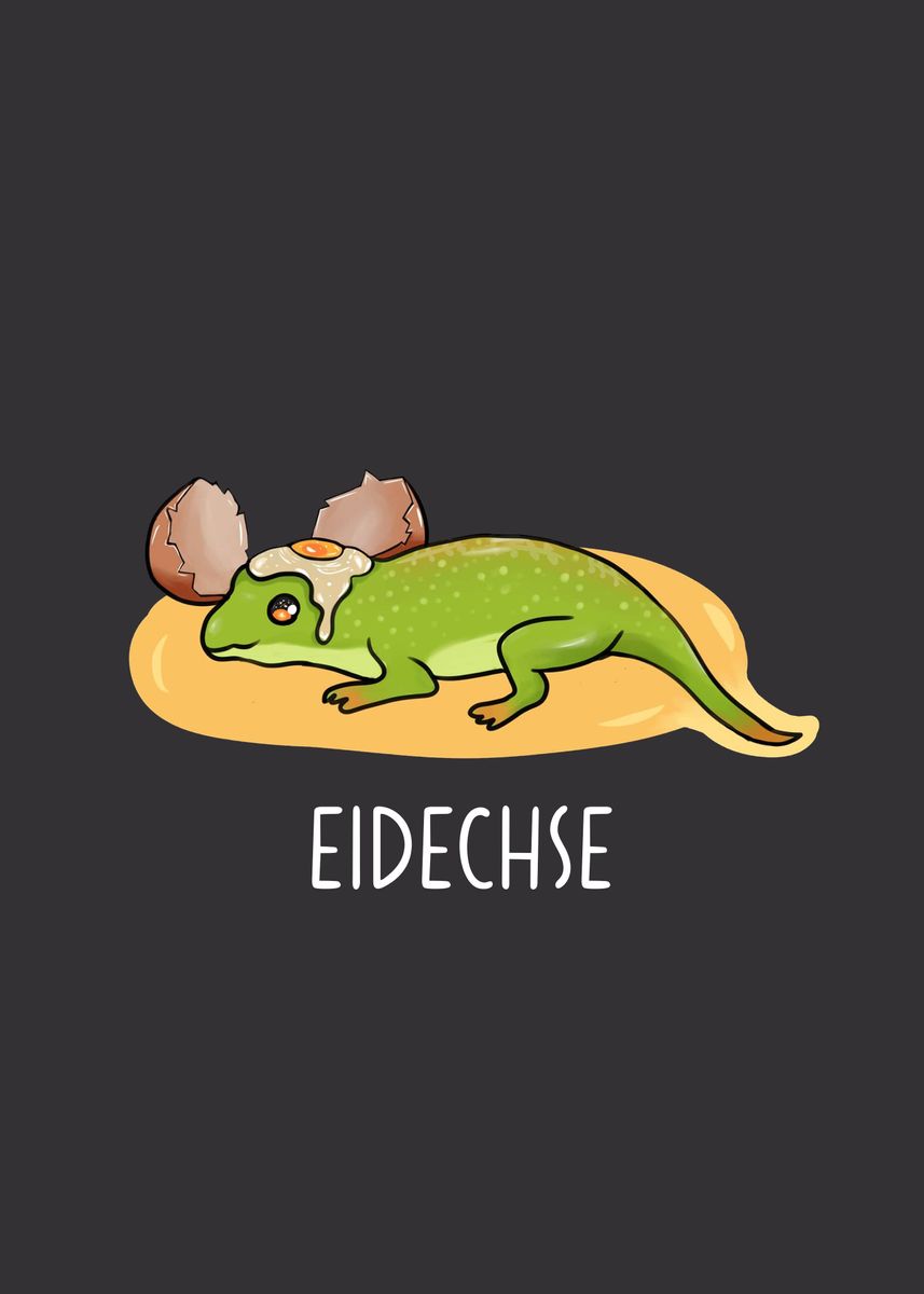 'Funny Pun Eidechse Joke' Poster, picture, metal print, paint by