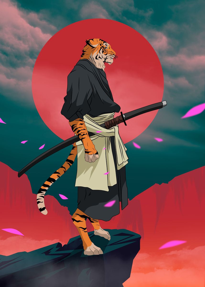 Tiger Ranin 'tiger ronin' Poster, picture, metal print, paint by geeks holic | Displate