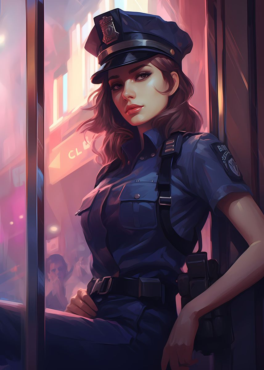 'Anime Waifu Police Girl' Poster, picture, metal print, paint by ...