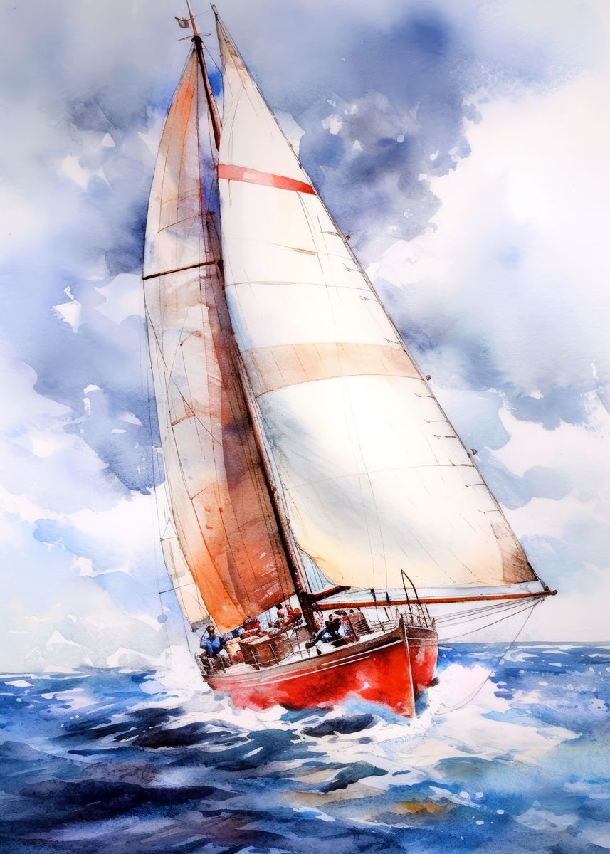 'Sailing boat art' Poster, picture, metal print, paint by JBJart ...