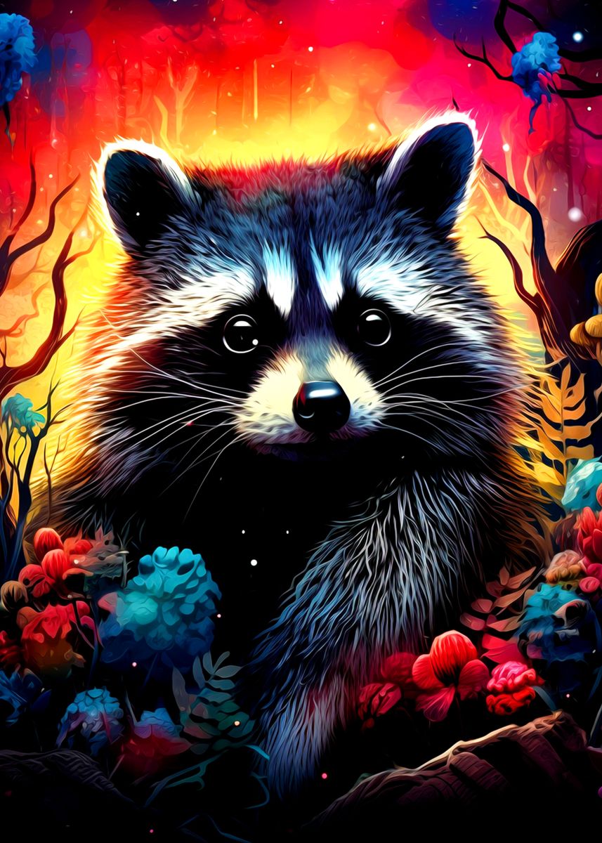 'Cute Raccoon' Poster, picture, metal print, paint by khac vinh | Displate