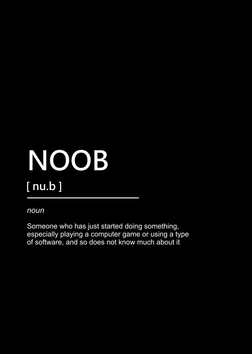 Noob Definition Print Man Cave Decor Gaming Print Gamer 