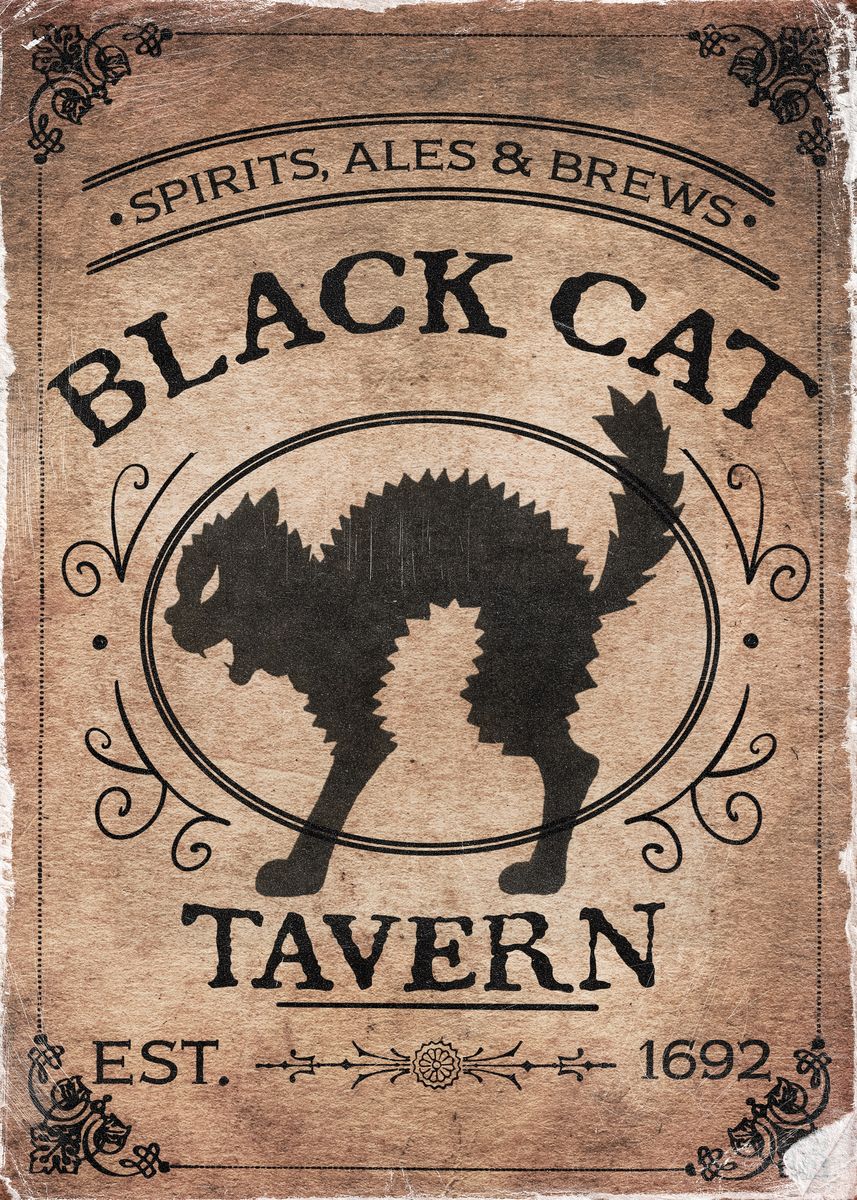 'Black Cat Tavern' Poster, picture, metal print, paint by American ...