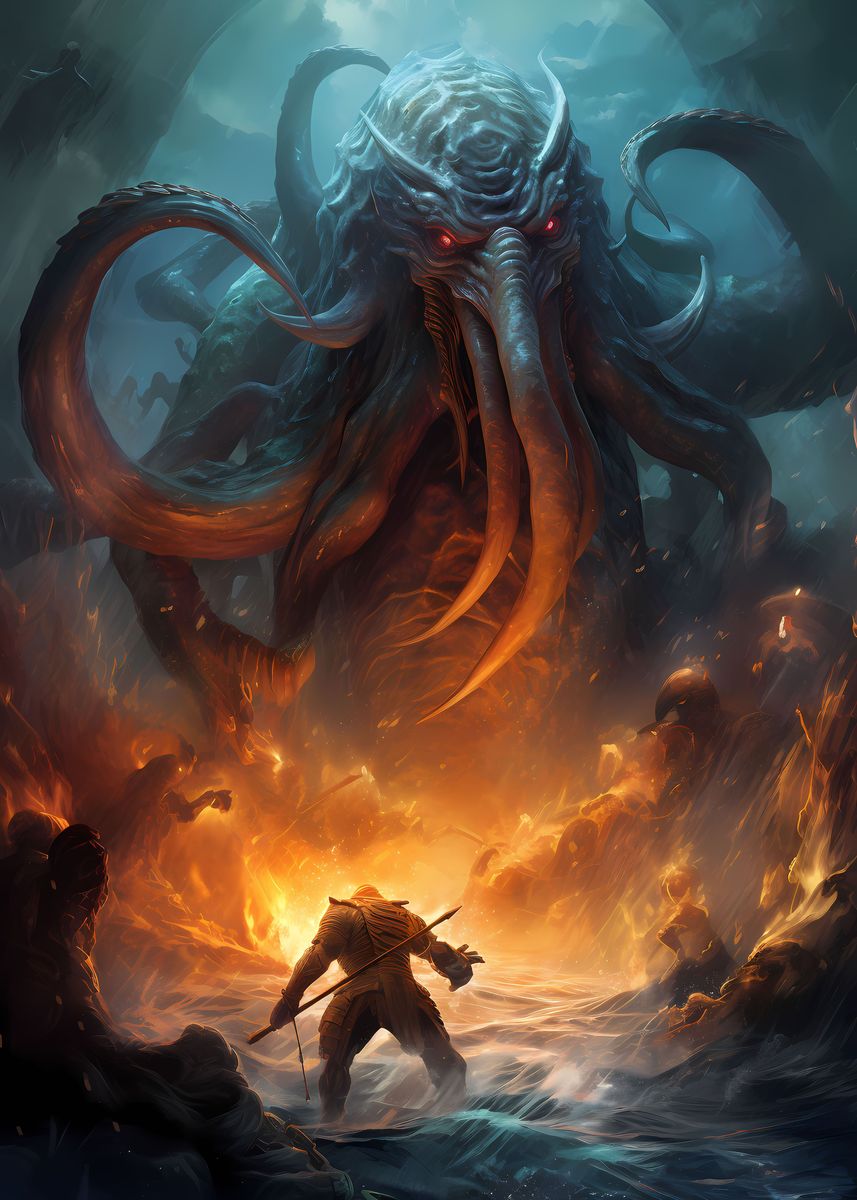 'Fantasy Endboss Kraken' Poster, picture, metal print, paint by ...