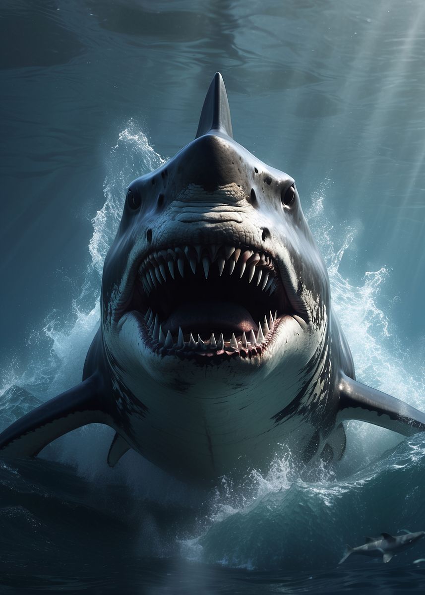 'Vicious megalodon' Poster, picture, metal print, paint by Green Goblin ...