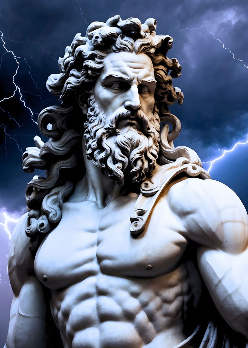 'Zeus the Thunder God ' Poster, picture, metal print, paint by ...