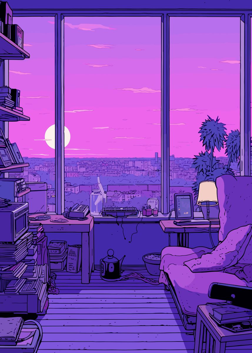 'Room Lofi Pink Retro' Poster, picture, metal print, paint by Ray Mason ...